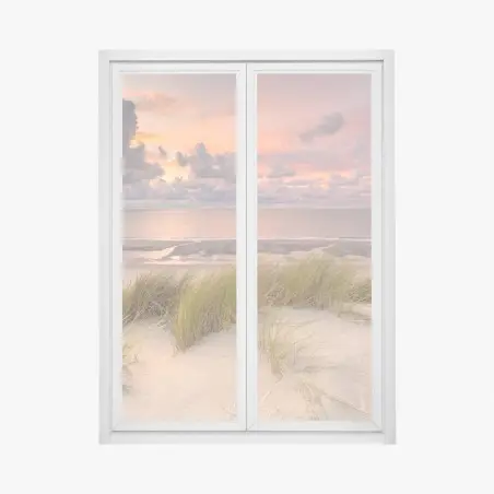 Pegatina para ventana puesta de sol sobre las dunas de Zeeland – Pixers®
