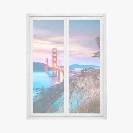 Pegatina para ventana vistas del puente Golden Gate al atardecer – Pixers®
