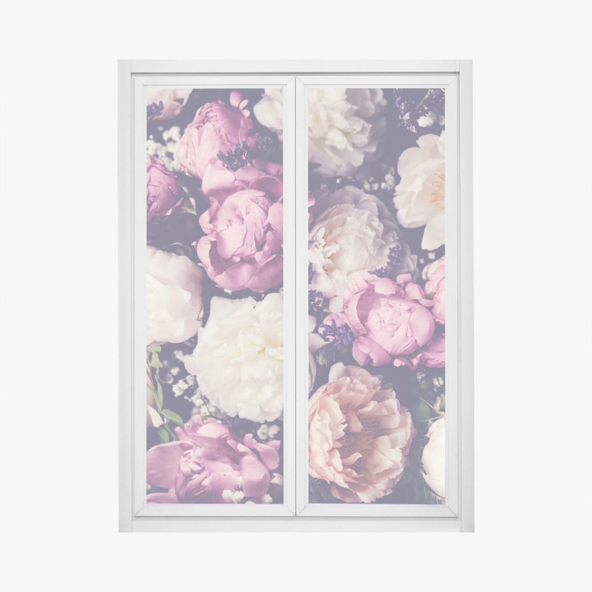 Pegatina para ventana mural floral de peonías en tonos pastel – Pixers®