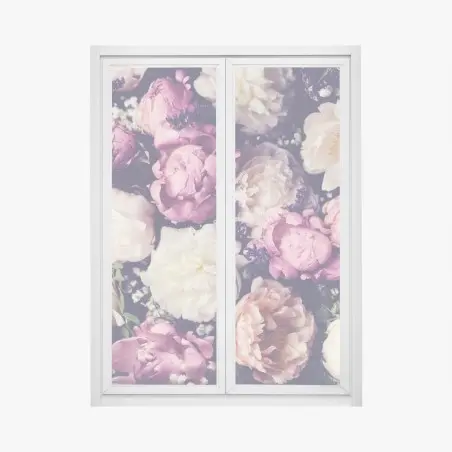 Pegatina para ventana mural floral de peonías en tonos pastel – Pixers®
