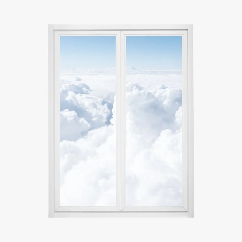 Pegatina para ventana nubes esponjosas sobre el cielo azul
