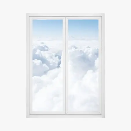 Pegatina para ventana nubes esponjosas sobre el cielo azul – Pixers®