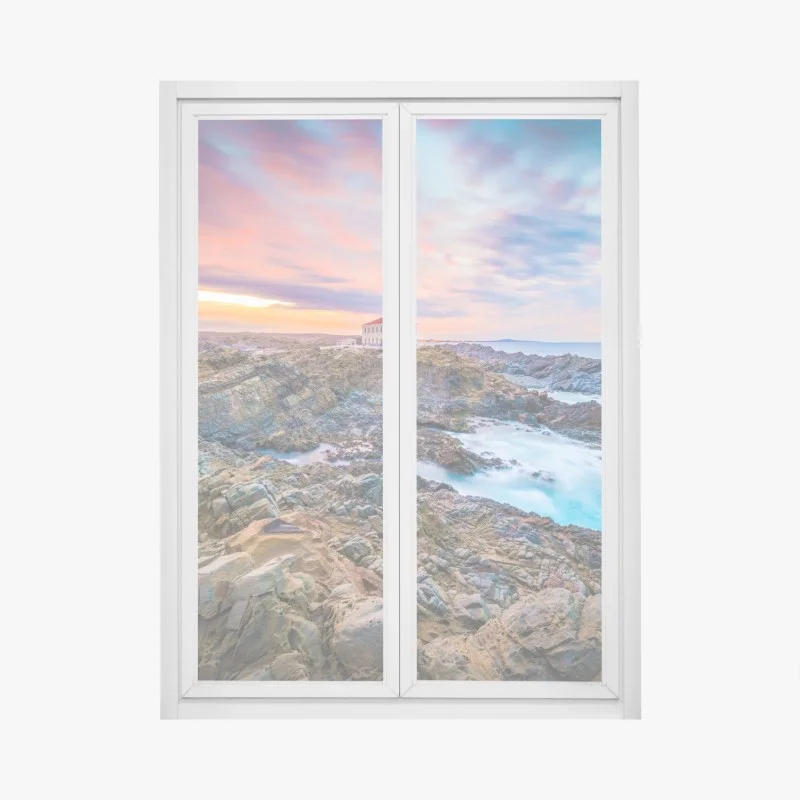 Pegatina para ventana puesta de sol en el faro de Favaritx, Menorca