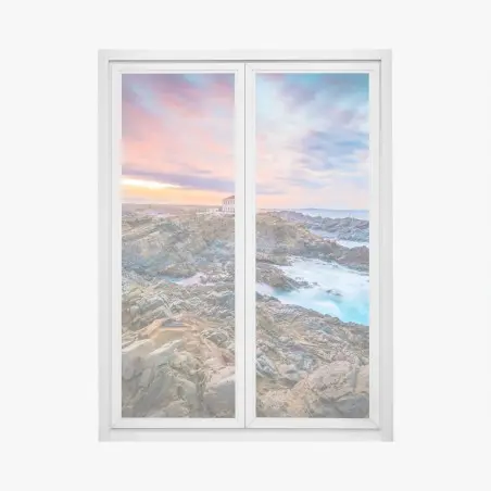 Pegatina para ventana puesta de sol en el faro de Favaritx, Menorca – Pixers®