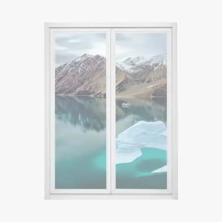Pegatina para ventana reflejo ártico con iceberg esculpido – Pixers®