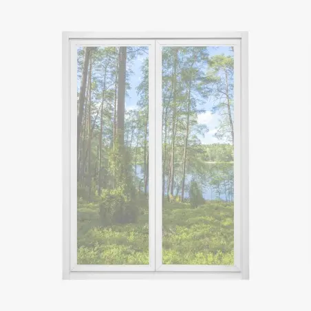 Pegatina para ventana bosque de pinos junto al lago – Pixers®