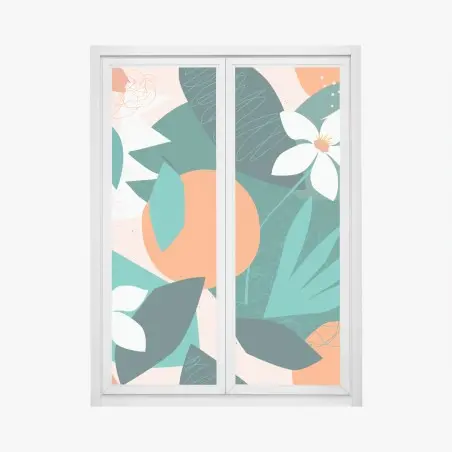 Pegatina para ventana arte mural tropical con naranjas y flores – Pixers®