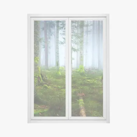Pegatina para ventana bosque brumoso de Alsacia – Pixers®