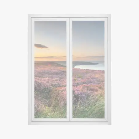 Pegatina para ventana atardecer sobre brezos en North York Moors – Pixers®