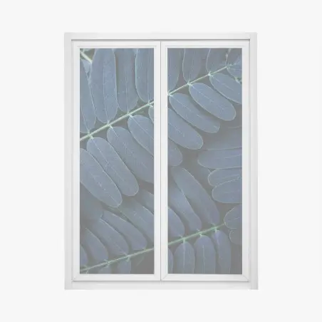 Pegatina para ventana patrón botánico de hojas en tonos azulados – Pixers®