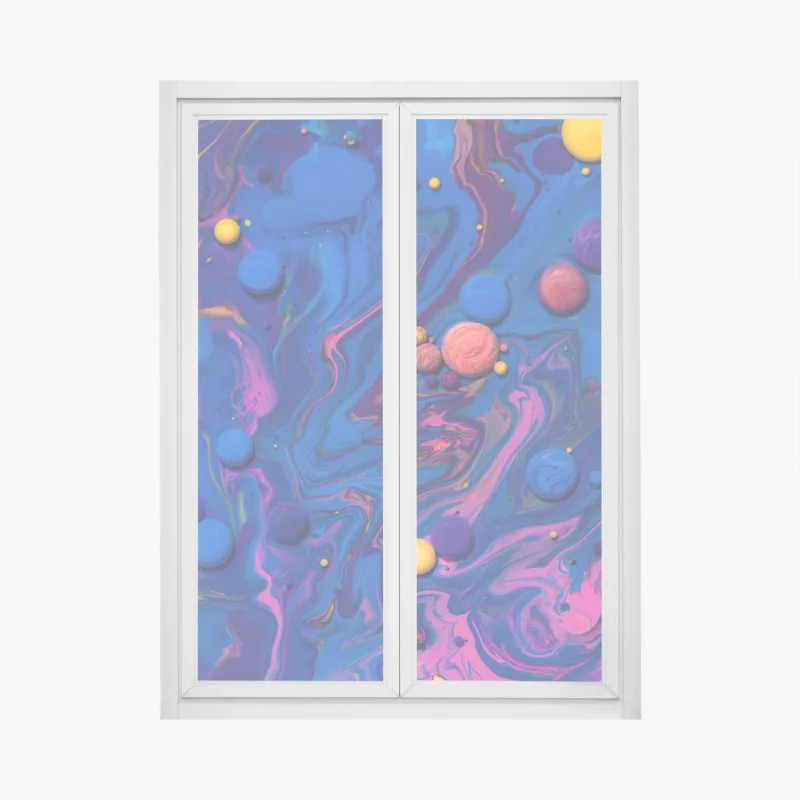 Pegatina para ventana universo líquido en tonos neón