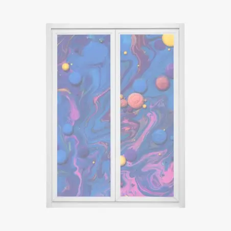 Pegatina para ventana universo líquido en tonos neón – Pixers®