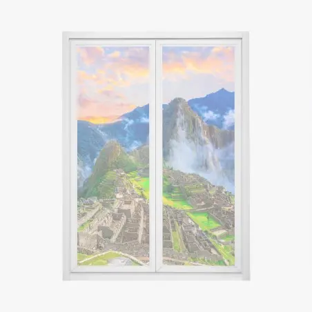 Pegatina para ventana panorama de Machu Picchu al amanecer – Pixers®