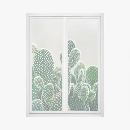 Pegatina para ventana cactus opuntia en primer plano para decoración – Pixers®