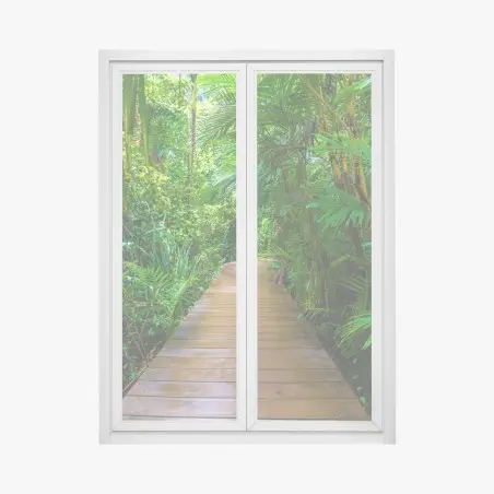 Pegatina para ventana pasarela en manglar: paseo entre verdes – Pixers®
