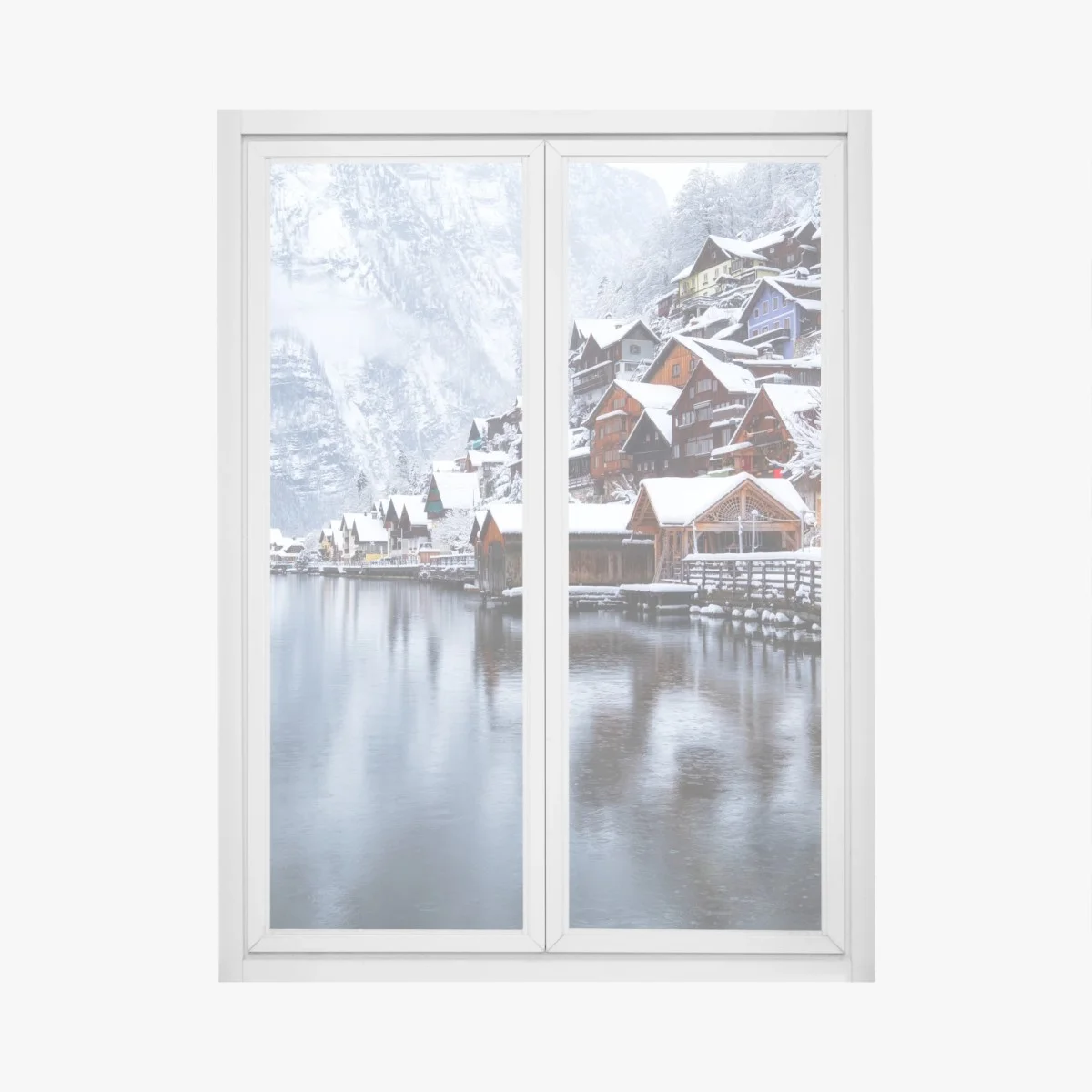 Pegatina para ventana paisaje nevado de Hallstatt, Austria – Pixers® Pegatina para ventana paisaje nevado de Hallstatt, Austria – Pixers®
