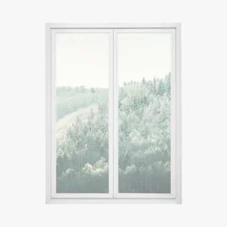 Pegatina para ventana bosque helado en la colina – Pixers®