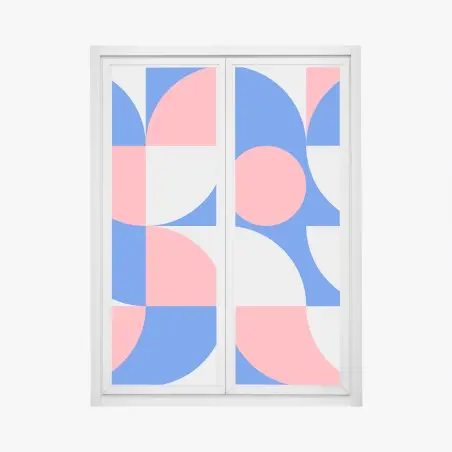 Pegatina para ventana composición geométrica escandinava en rosa y azul – Pixers®
