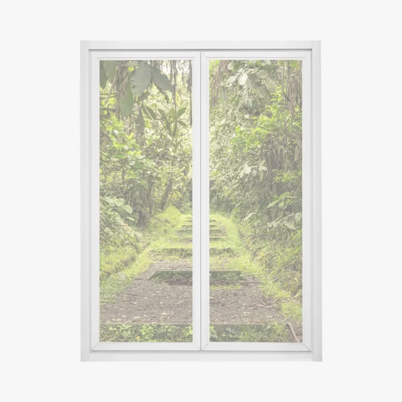 Pegatina para ventana sendero entre la selva tropical