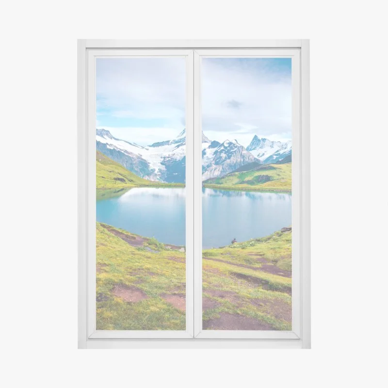 Pegatina para ventana amanecer sobre Bachalpsee en los Alpes Berneses, Suiza