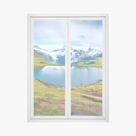 Pegatina para ventana amanecer sobre Bachalpsee en los Alpes Berneses, Suiza – Pixers®
