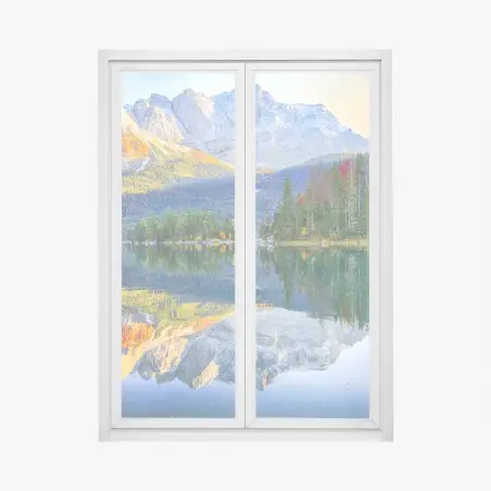 Pegatina para ventana impresionante paisaje otoñal del Eibsee frente al Zugspitze – Pixers®
