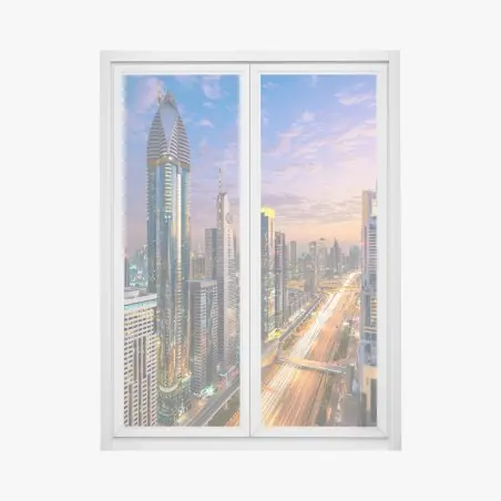 Pegatina para ventana panorámica urbana de Sheikh Zayed Road en Dubái – Pixers®