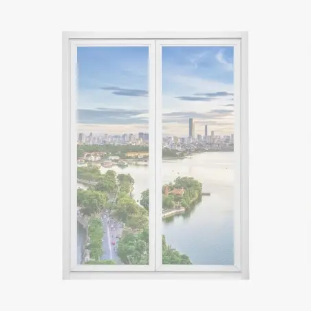Pegatina para ventana atardecer sobre el lago de Hanoi – Pixers®