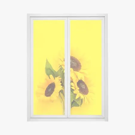 Pegatina para ventana girasoles sobre fondo amarillo vibrante – Pixers®