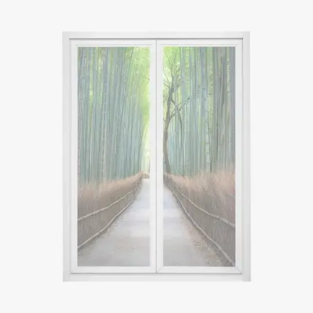 Pegatina para ventana camino sereno entre bambúes – Pixers®