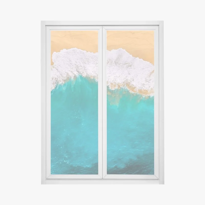Pegatina para ventana turquesa infinito en playa de Kelingking, Nusa Penida