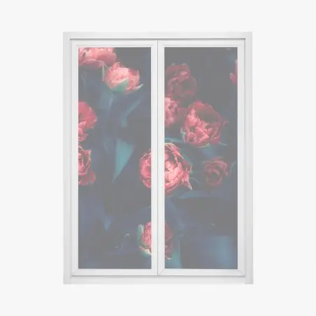 Pegatina para ventana tulipanes rojos en contraste nocturno – Pixers®