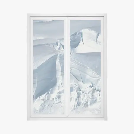 Pegatina para ventana paisaje glacial abstracto en tonos azules y blancos – Pixers®