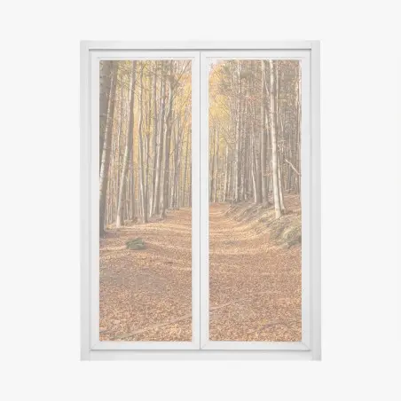 Pegatina para ventana sendero otoñal entre hayas doradas – Pixers®