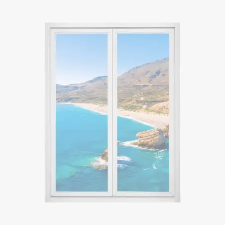 Pegatina para ventana paisaje costero de aguas turquesa y acantilados – Pixers®