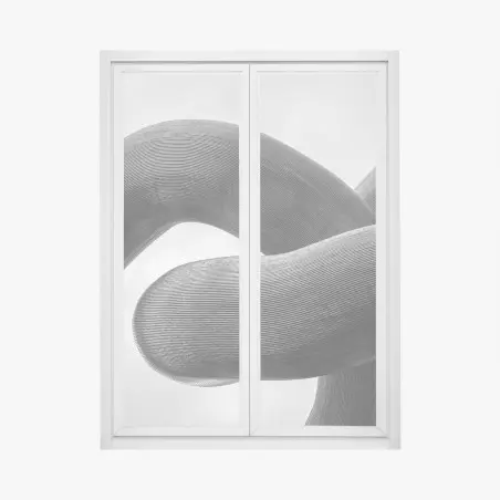 Pegatina para ventana escultura abstracta de formas curvas en blanco y negro – Pixers®