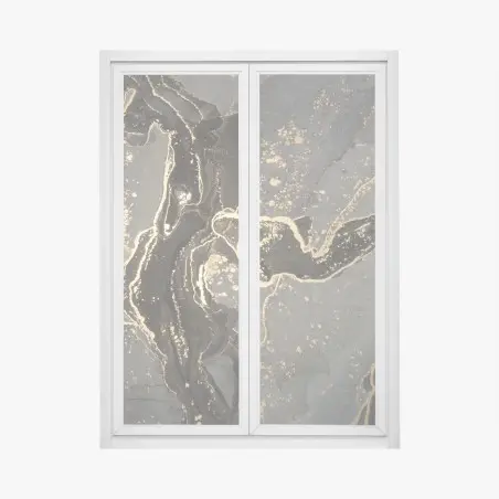 Pegatina para ventana mármol abstracto en dorado y negro – Pixers®