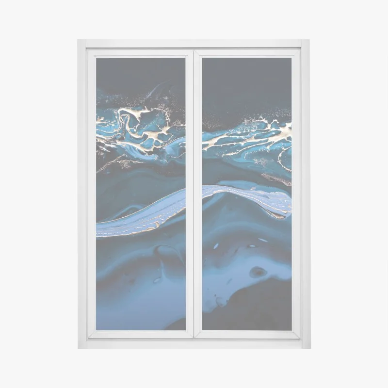 Pegatina para ventana corriente dorada sobre azul profundo