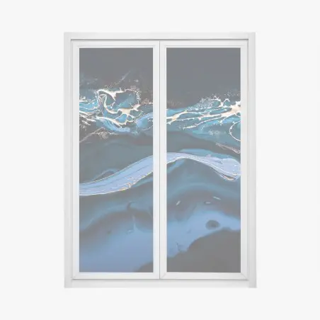 Pegatina para ventana corriente dorada sobre azul profundo – Pixers®
