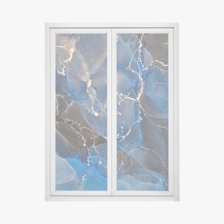 Pegatina para ventana sueños marinos en tinta azul y dorada – Pixers®