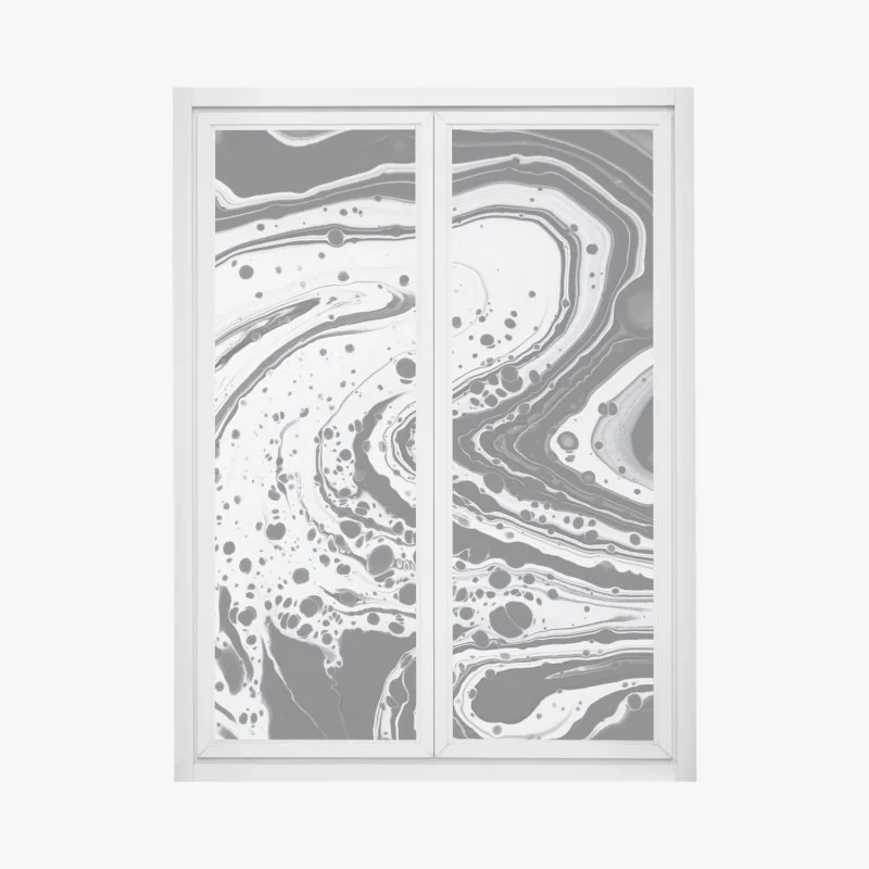 Pegatina para ventana mármol fluido en blanco y negro