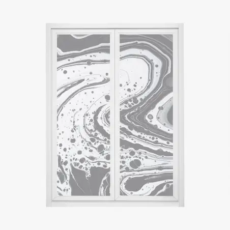 Pegatina para ventana mármol fluido en blanco y negro – Pixers®