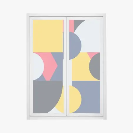 Pegatina para ventana composición geométrica colorida y moderna – Pixers®