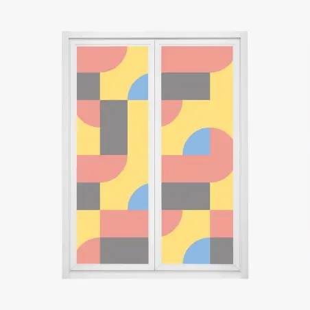 Pegatina para ventana patrón geométrico retro en colores primarios – Pixers®