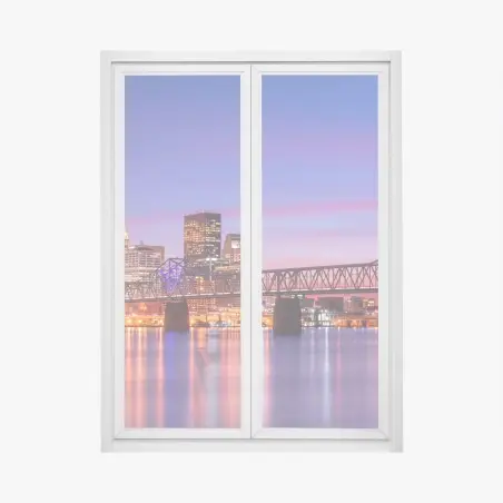 Pegatina para ventana atardecer en Louisville: horizonte reflejado sobre el río – Pixers®