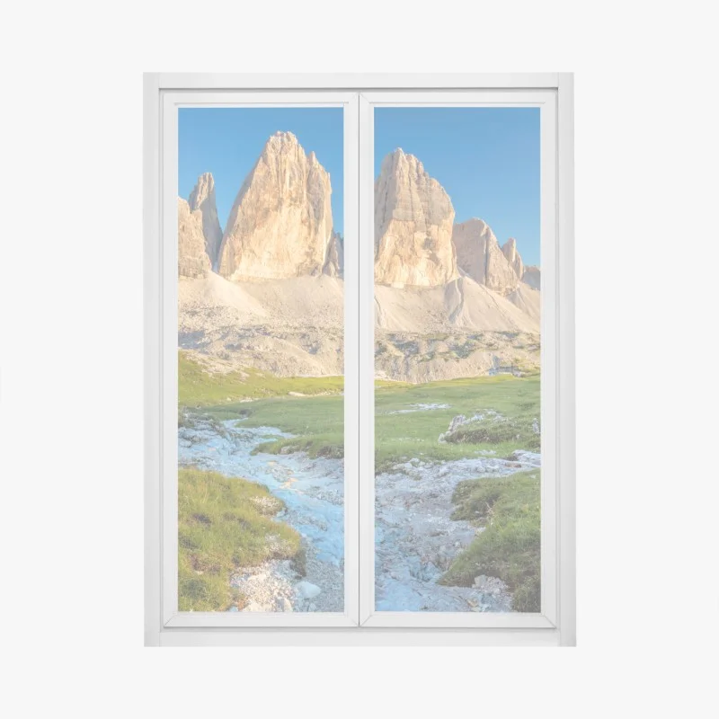 Pegatina para ventana amanecer en Tre Cime di Lavaredo, Dolomitas