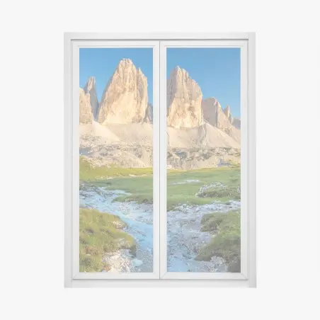 Pegatina para ventana amanecer en Tre Cime di Lavaredo, Dolomitas – Pixers®