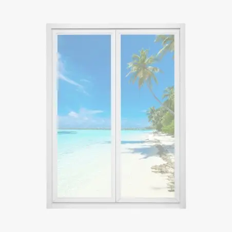 Pegatina para ventana escena paradisíaca en Maldivas – Pixers®