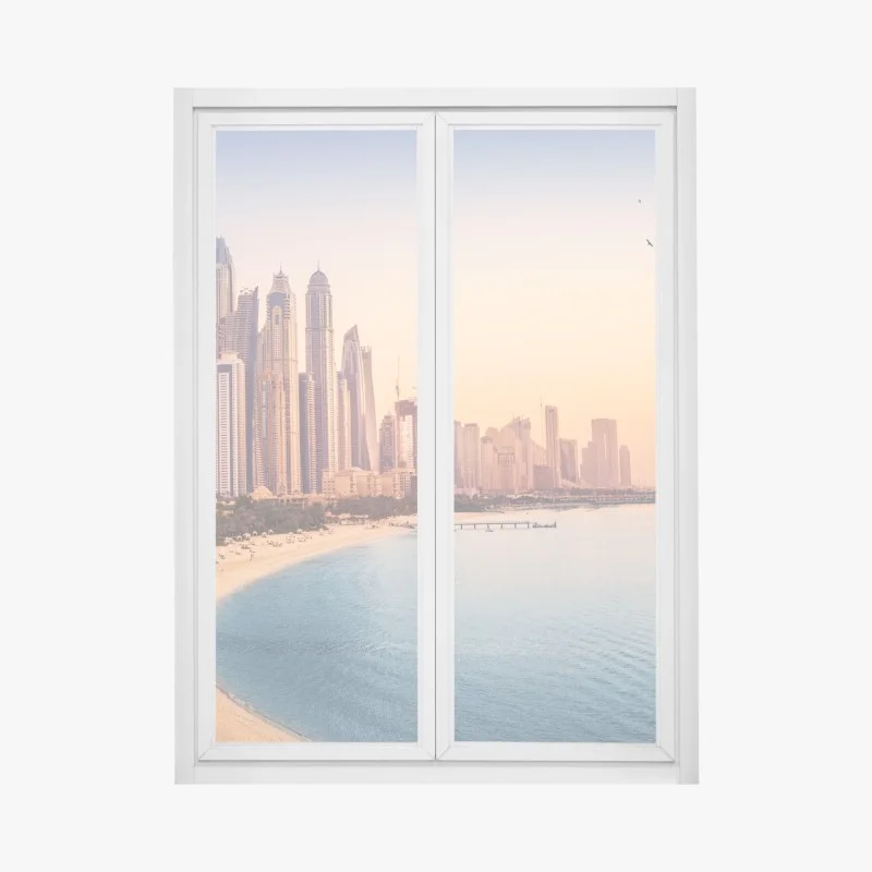 Pegatina para ventana vistas de Dubái al atardecer