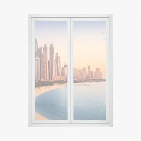 Pegatina para ventana vistas de Dubái al atardecer – Pixers®